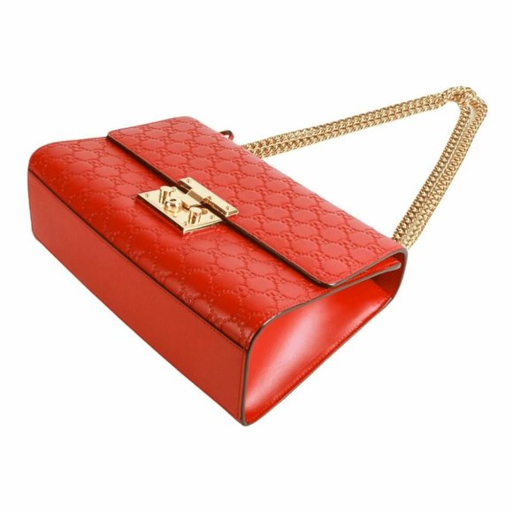 Gucci Medium Guccissima Padlock red Shoulder Bag - Picture 7 of 16